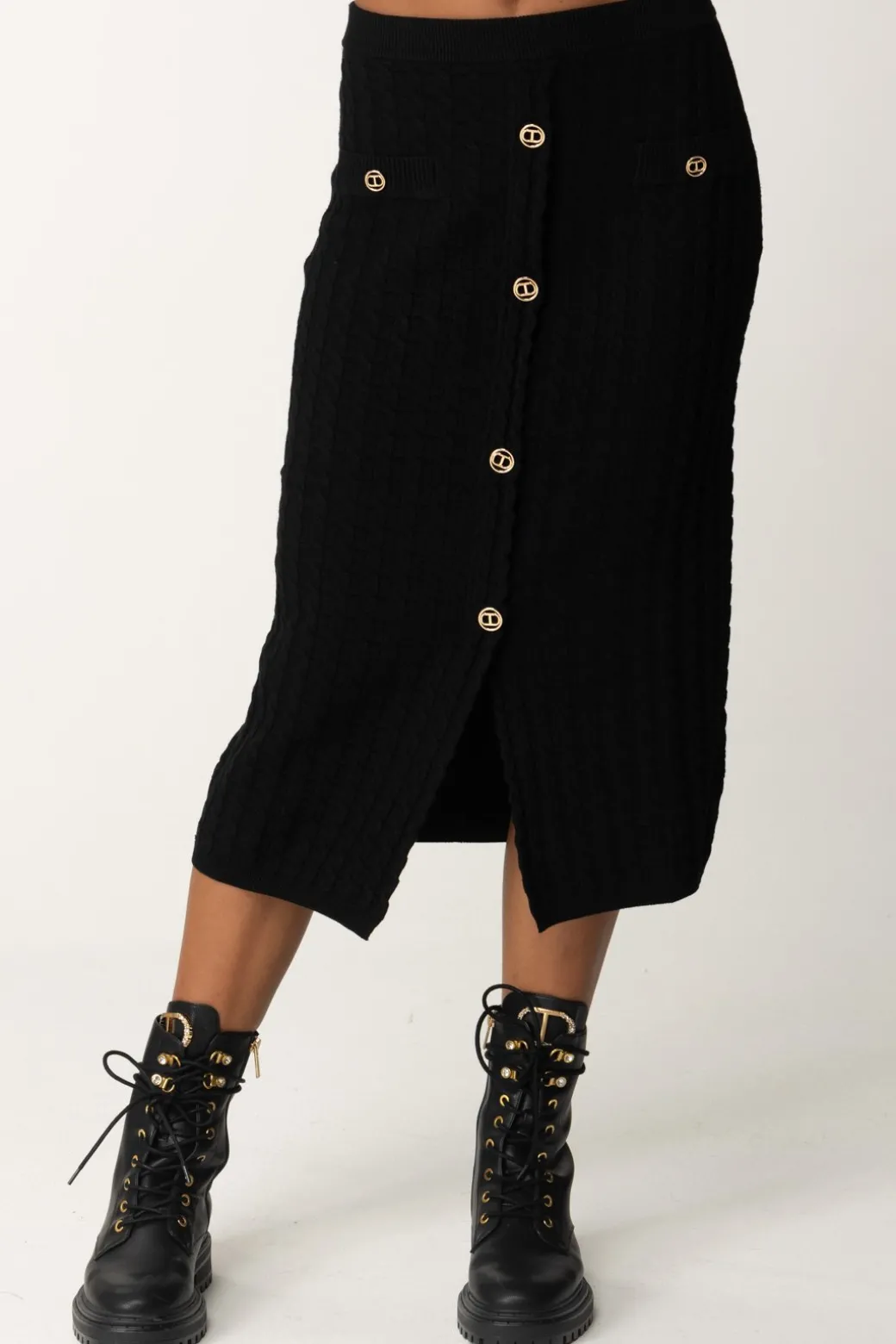 Donna Twin-set Gonna In Maglia a Punto Incrociato