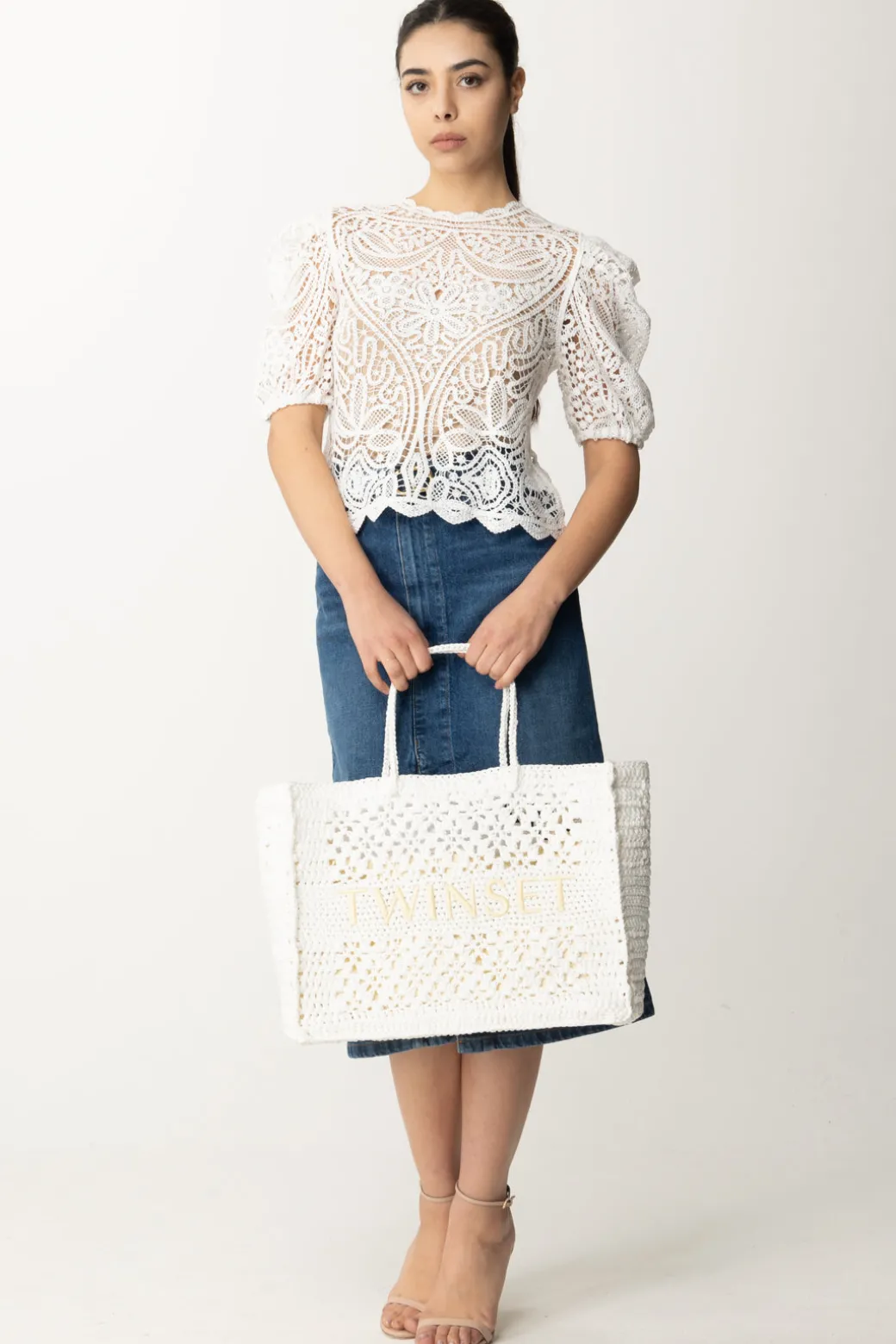 Donna Twin-set Gonna Longuette In Jeans