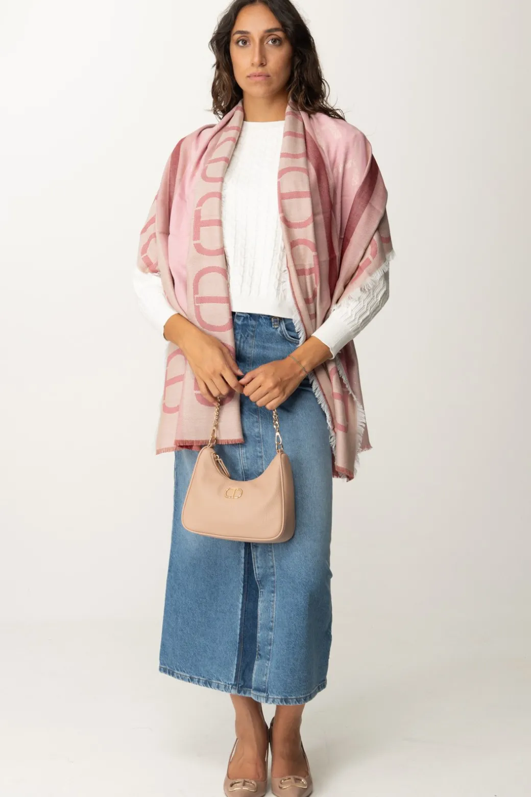 Donna Twin-set Gonna Longuette In Jeans
