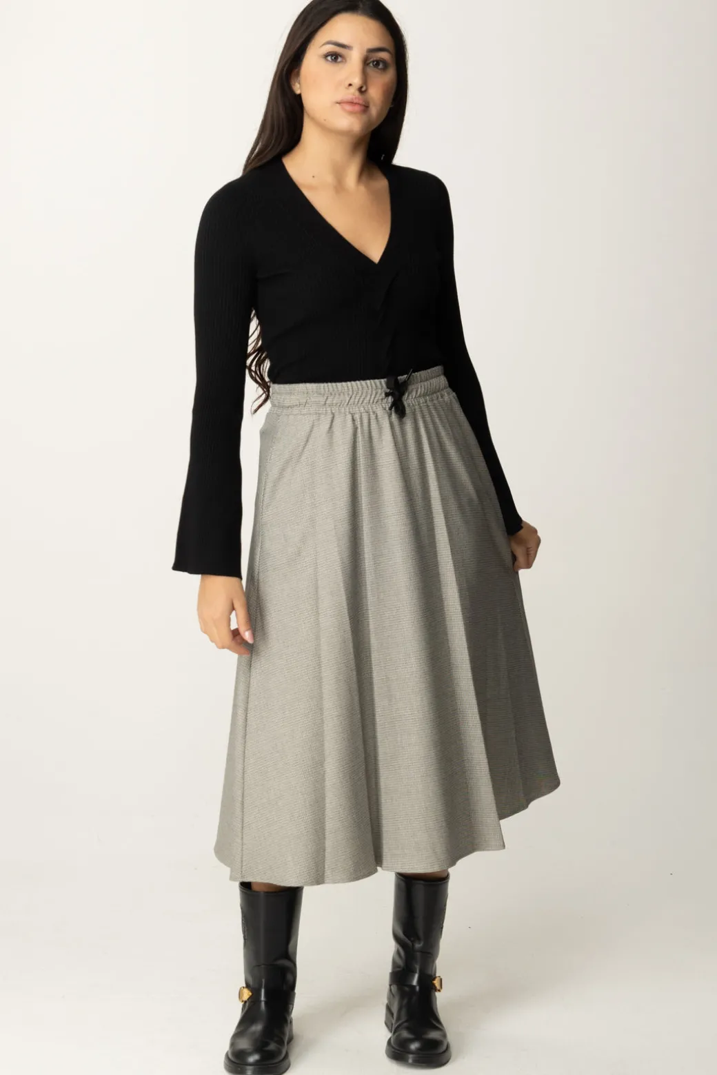 Donna Twin-set Gonna Longuette In Pied De Poule