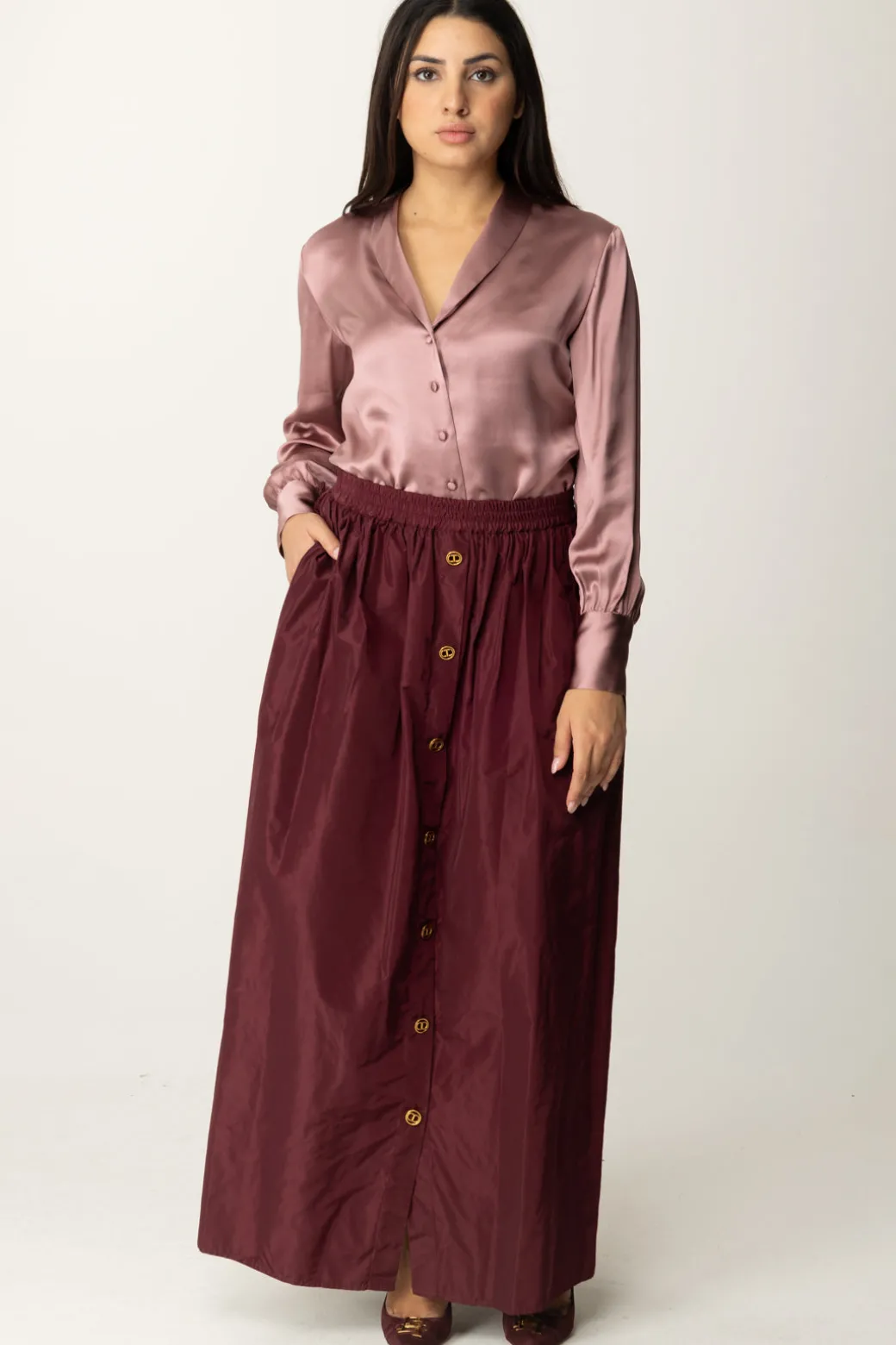 Donna Twin-set Gonna Maxi con Bottoni