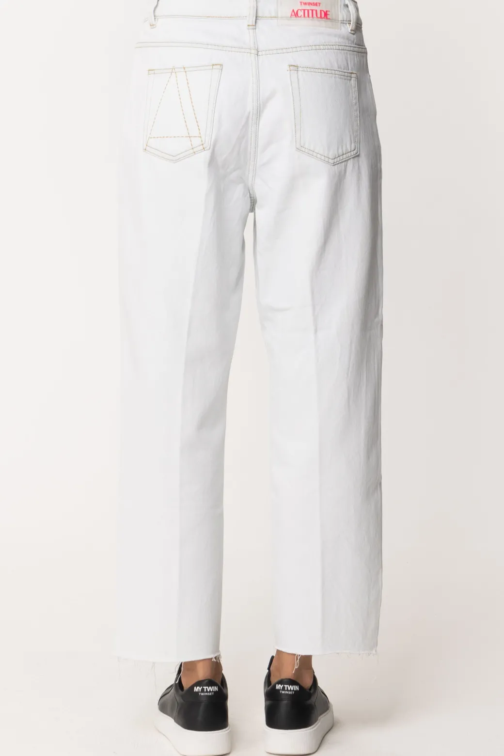 Donna Twin-set Jeans Barrel con Taglio a Vivo