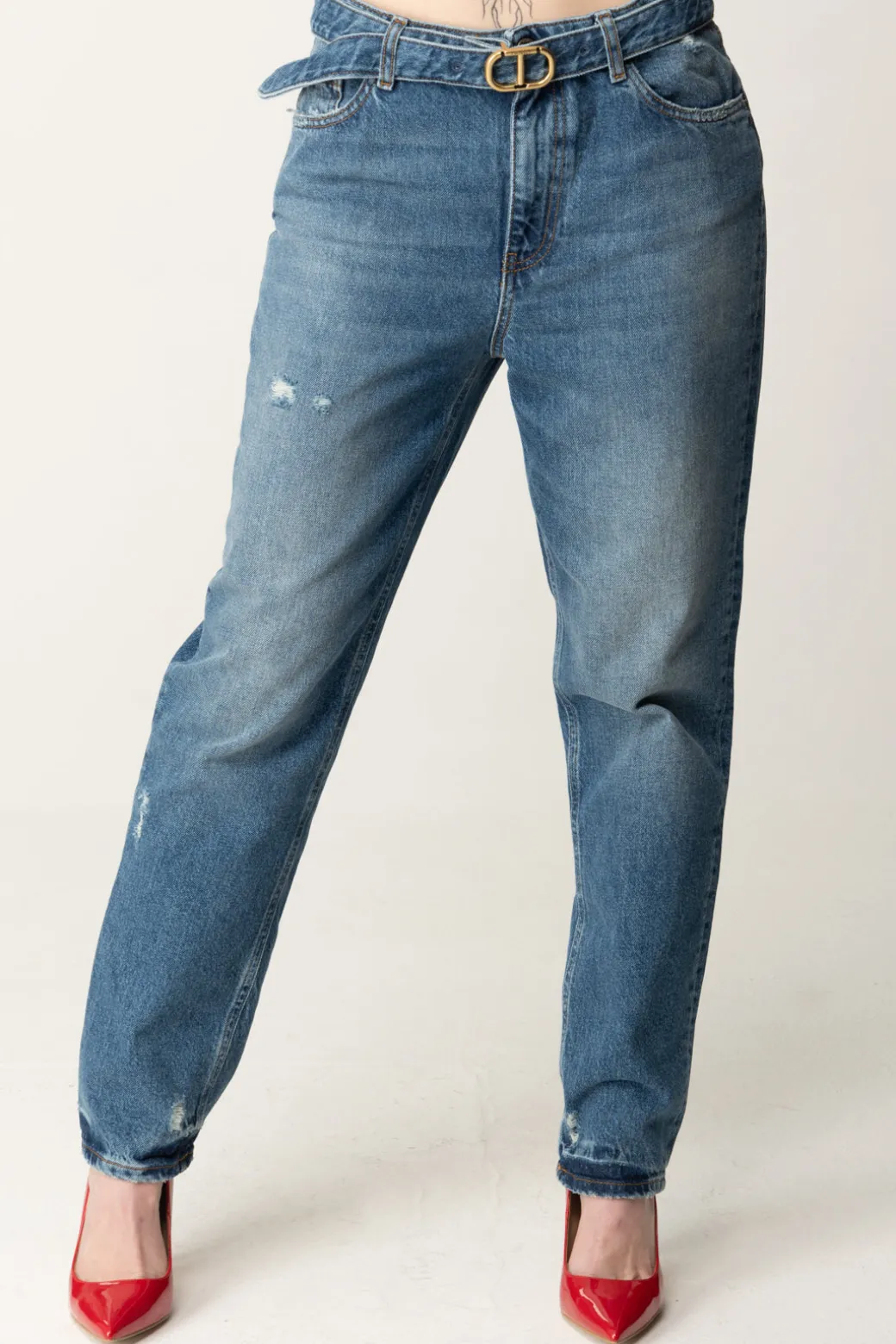 Donna Twin-set Jeans con Cintura Logo Oval T