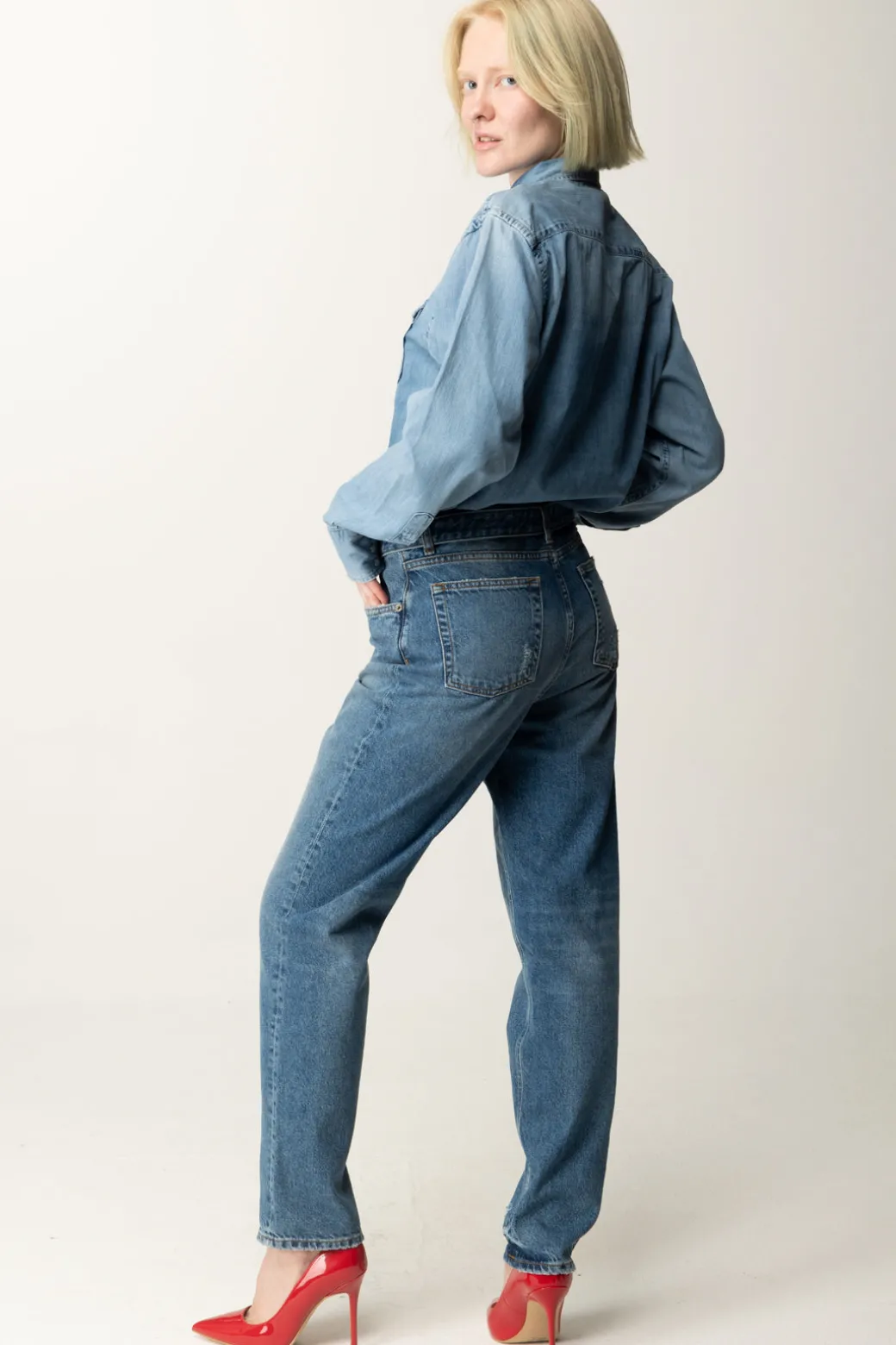 Donna Twin-set Jeans con Cintura Logo Oval T