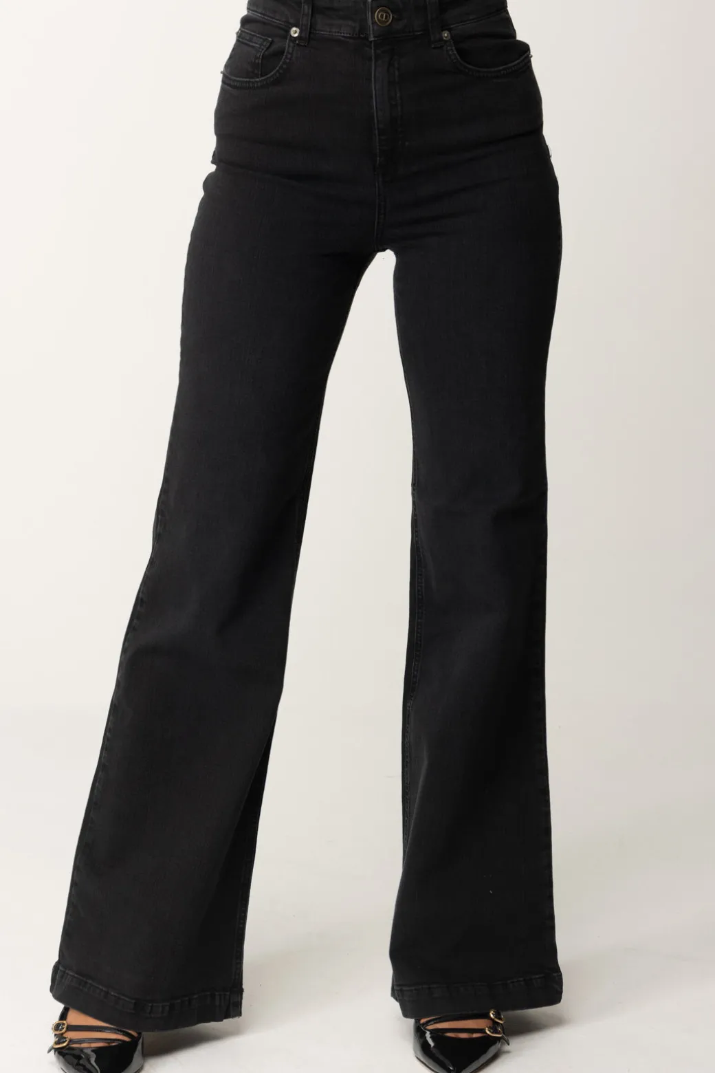 Donna Twin-set Jeans Flare a Vita Alta