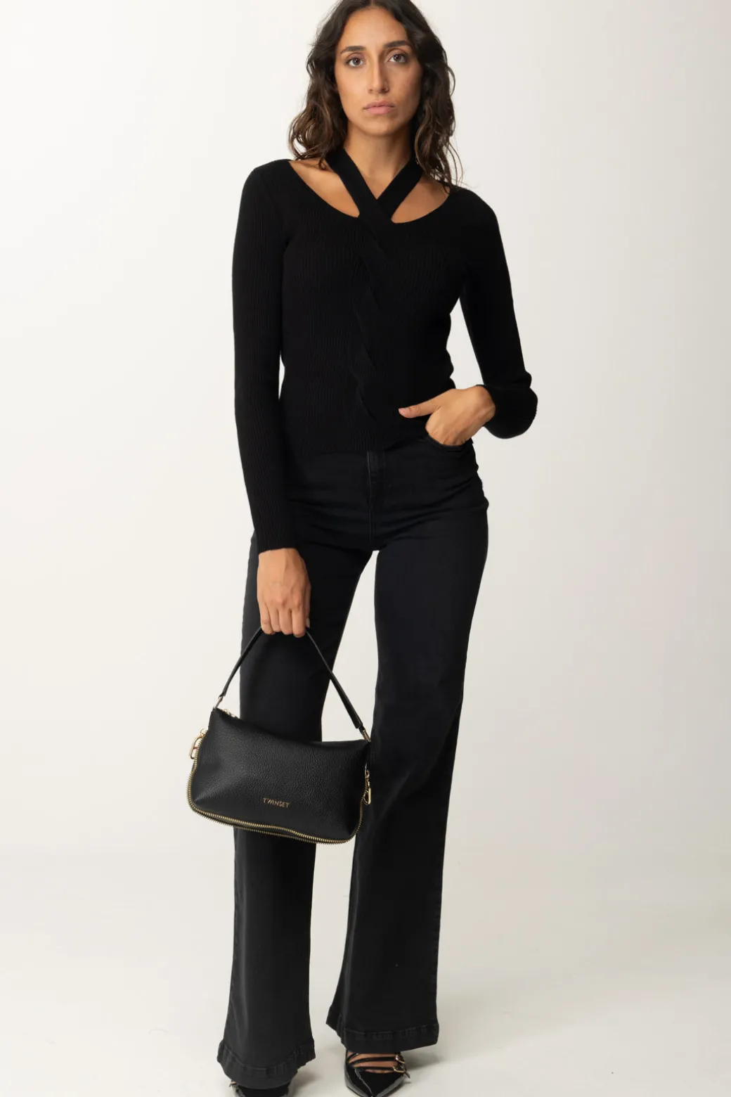 Donna Twin-set Jeans Flare a Vita Alta