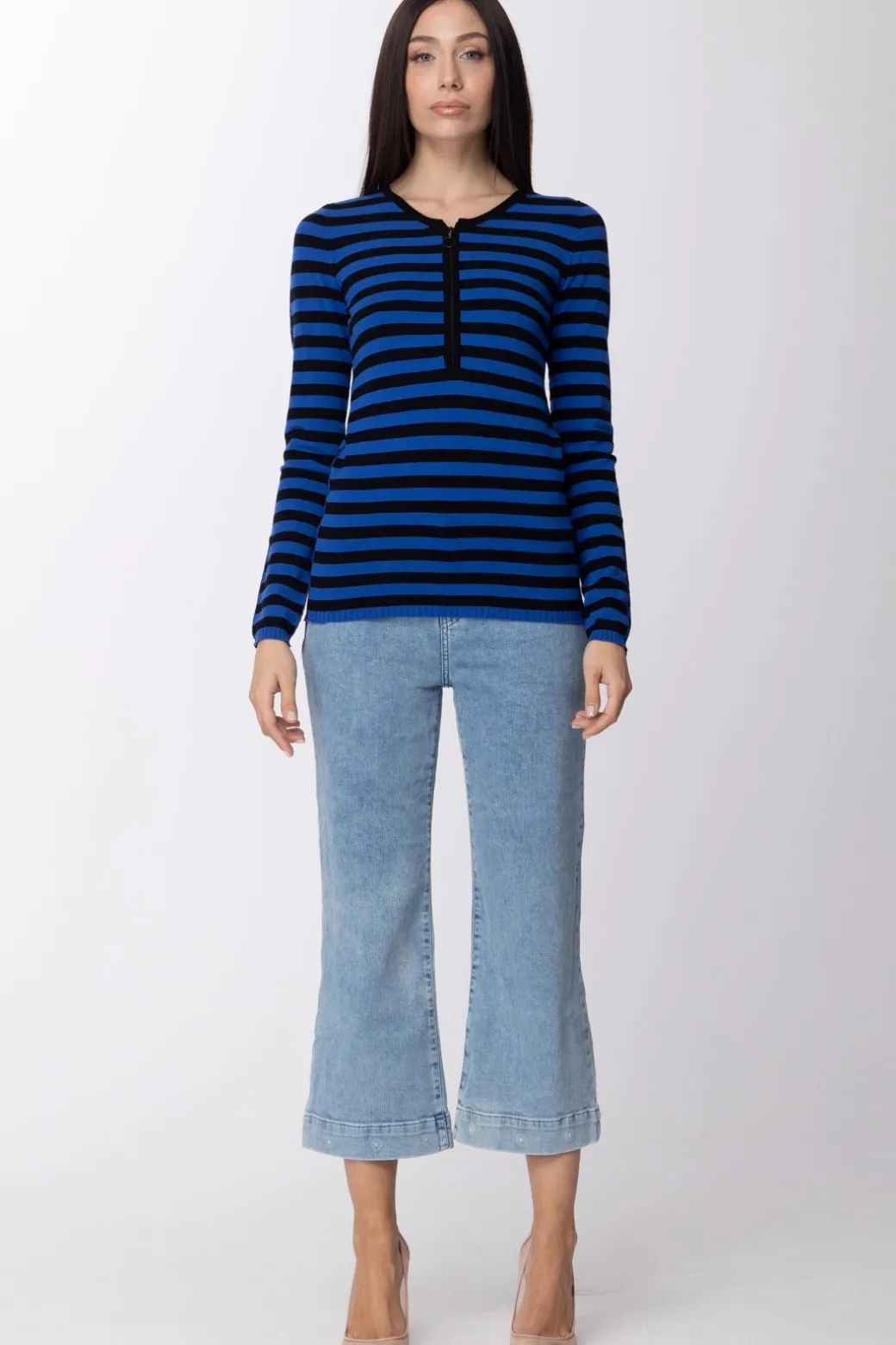 Donna Twin-set Jeans Vita Bassa a Zampa Crop