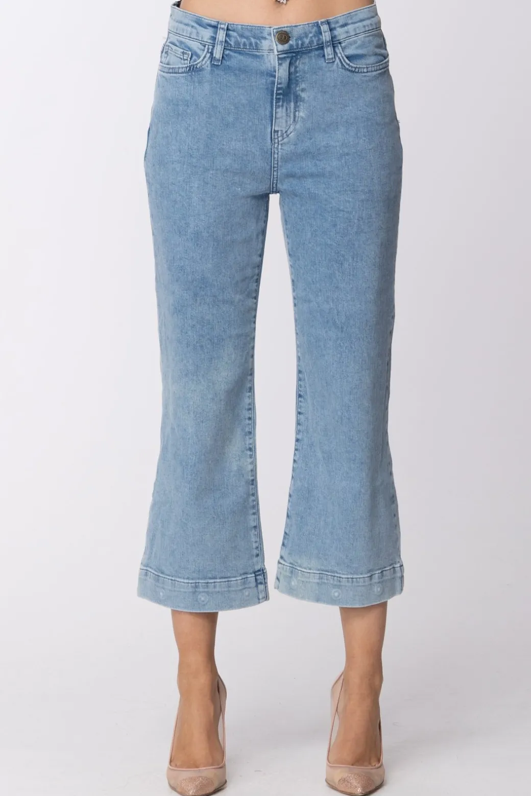 Donna Twin-set Jeans Vita Bassa a Zampa Crop