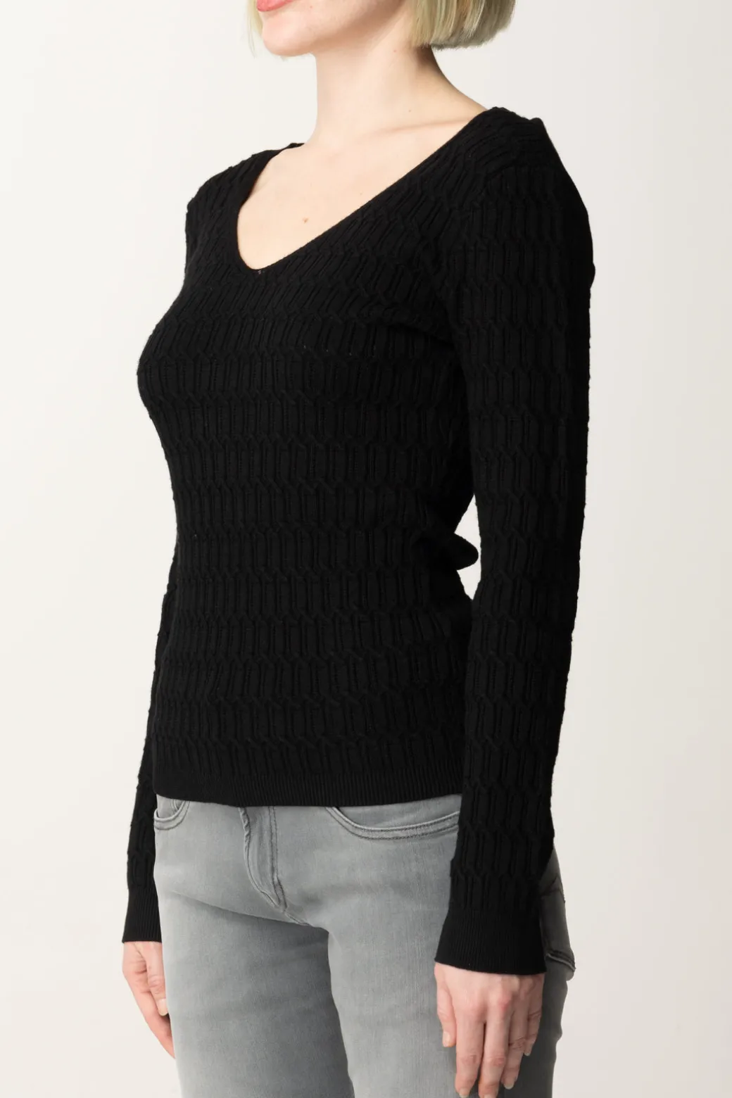 Donna Twin-set Maglia a Costine con Dettaglio Sul Retro