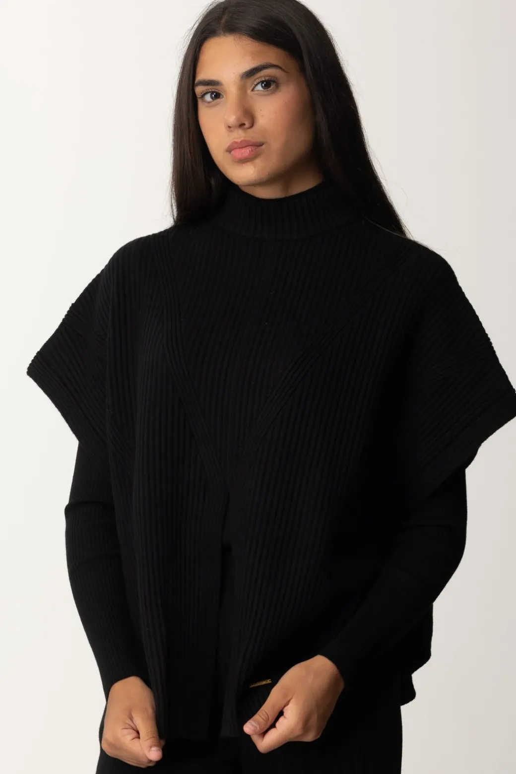 Donna Twin-set Maglia a Poncho con Spacchi