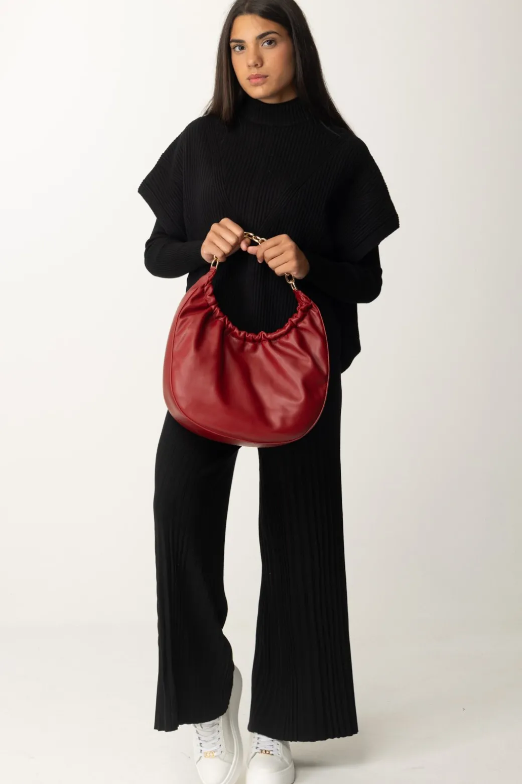 Donna Twin-set Maglia a Poncho con Spacchi