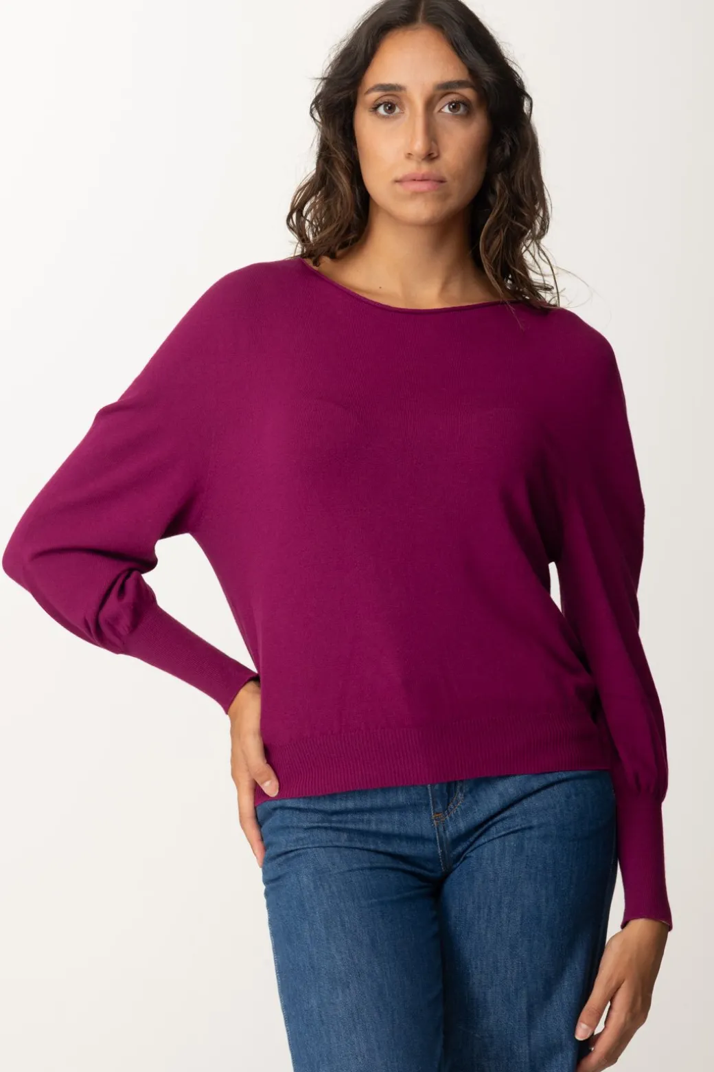 Donna Twin-set Maglia Boxy con Scollo a Barca