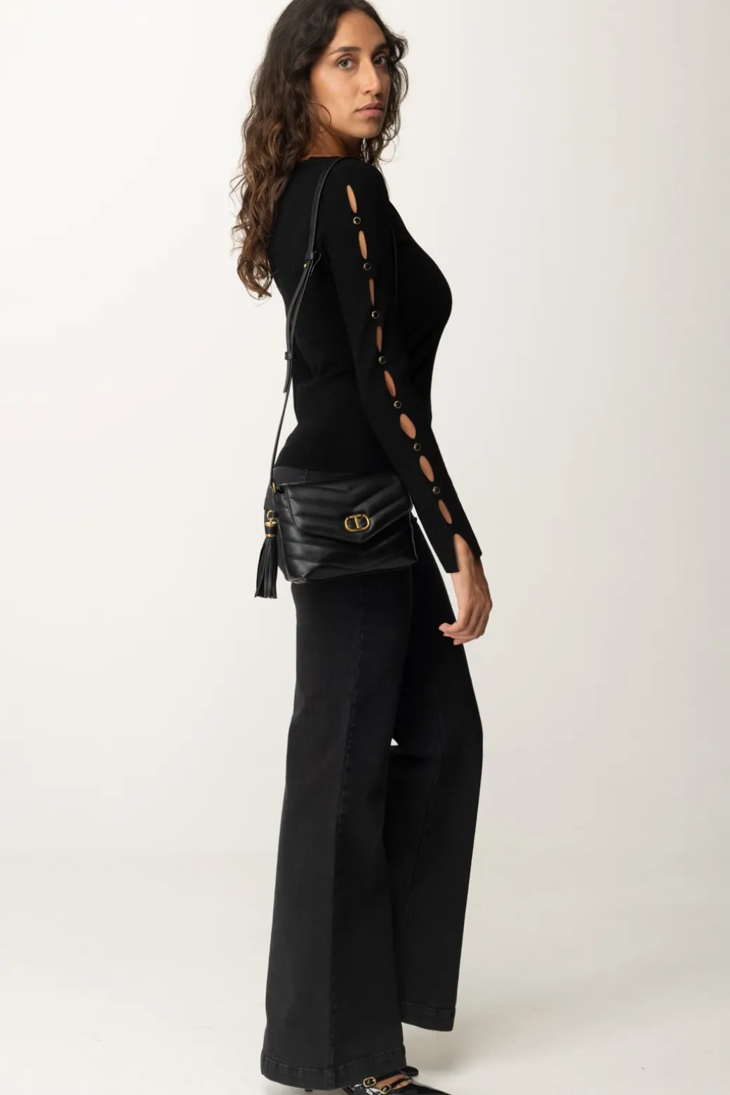 Donna Twin-set Maglia con Aperture e Borchiette