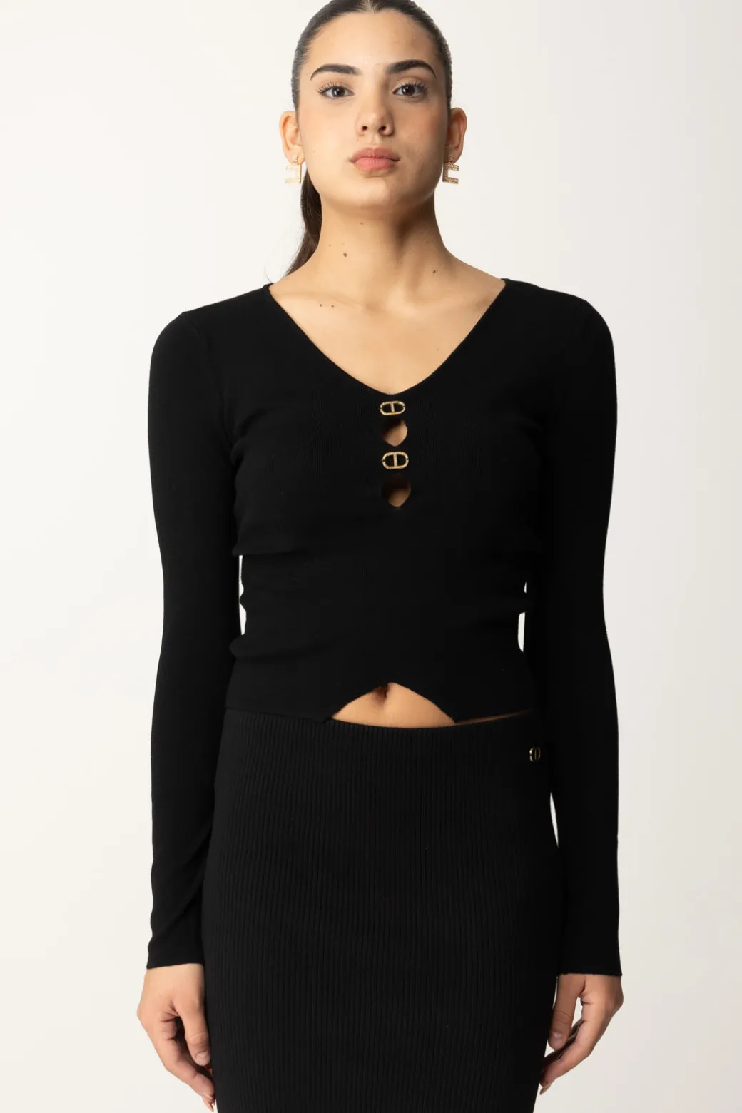 Donna Twin-set Maglia con Dettagli Logati