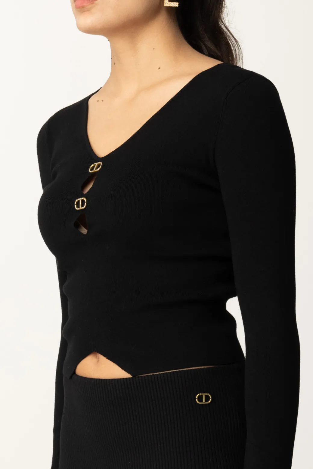 Donna Twin-set Maglia con Dettagli Logati