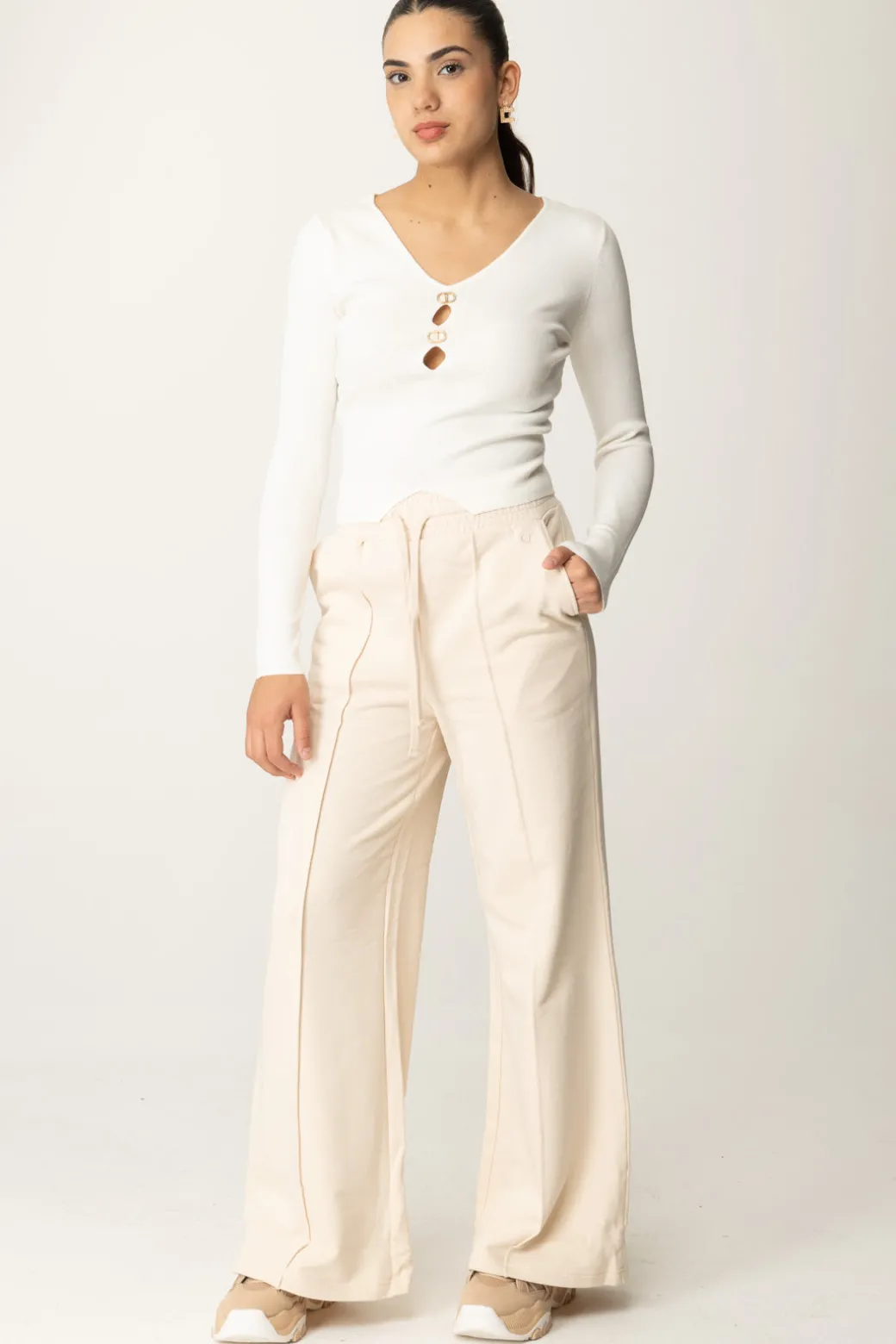 Donna Twin-set Maglia con Dettagli Logati