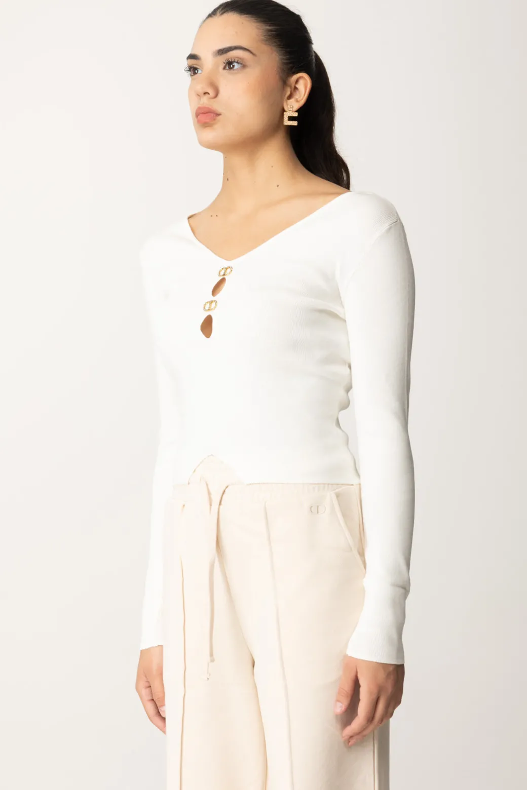 Donna Twin-set Maglia con Dettagli Logati