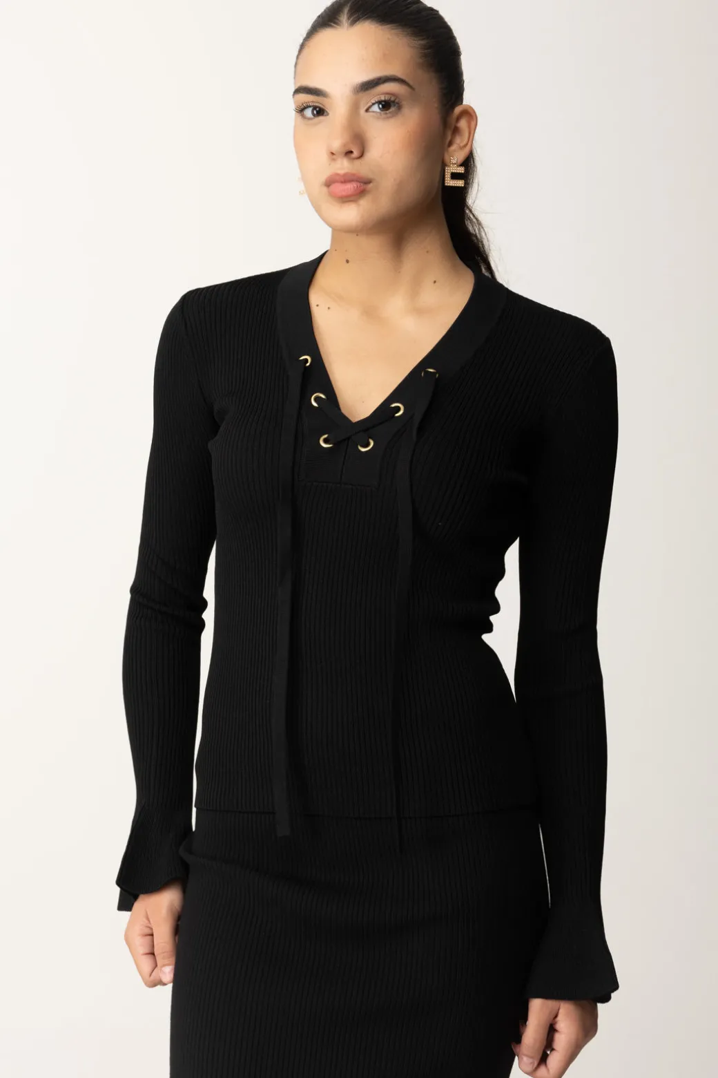 Donna Twin-set Maglia con Intreccio Alla Scollatura