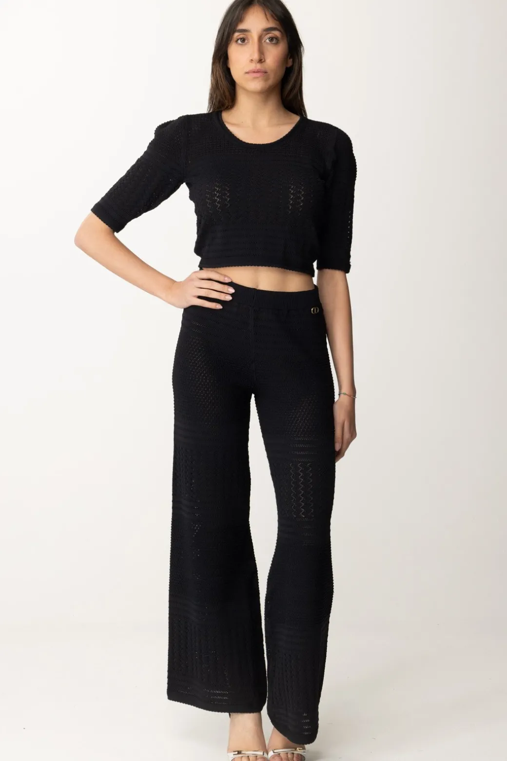 Donna Twin-set Maglia con Mix Di Punti