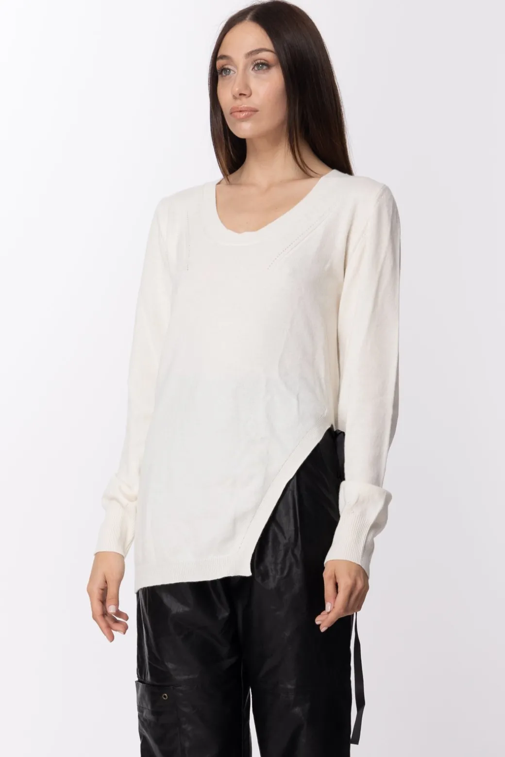 Donna Twin-set Maglia con Spacco e Nastro Laterale
