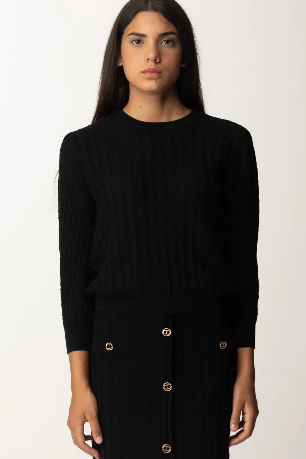 Donna Twin-set Maglia In Mix Di Punti