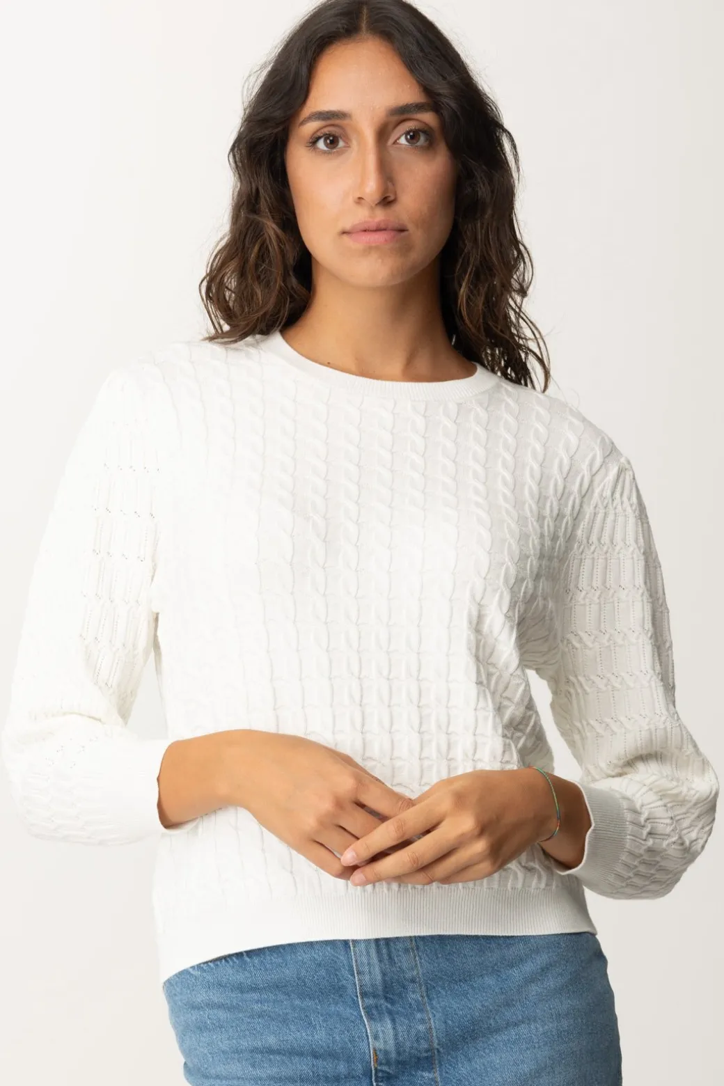 Donna Twin-set Maglia In Mix Di Punti