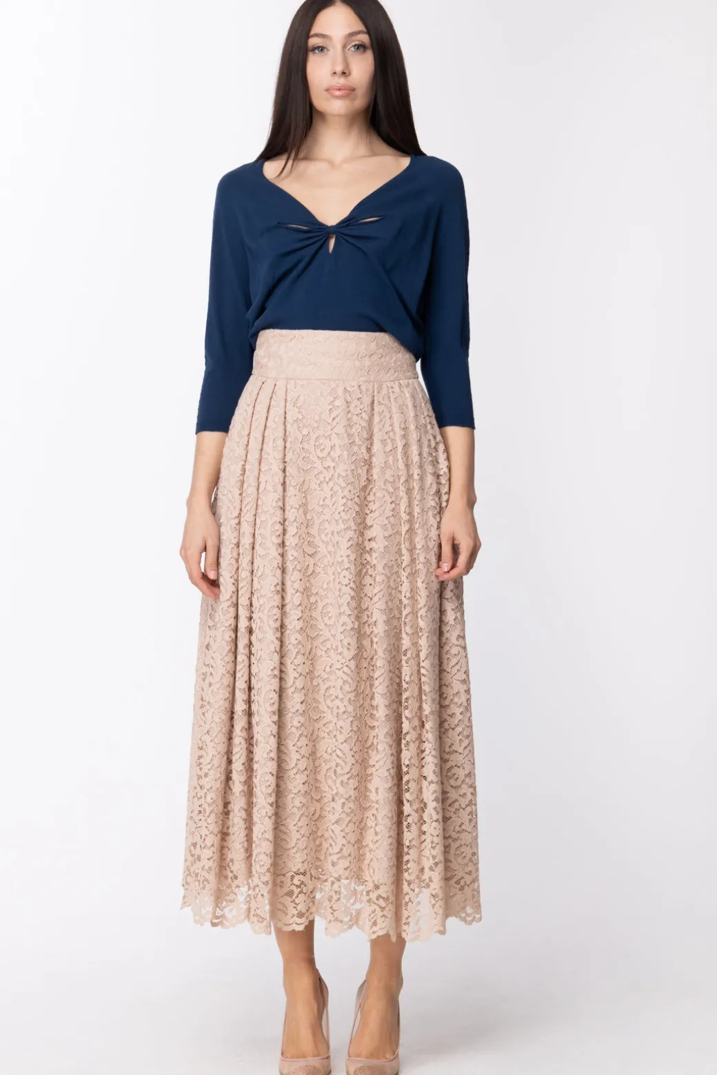Donna Twin-set Maglia In Viscosa Stretch con Arricciatura e Cut Out