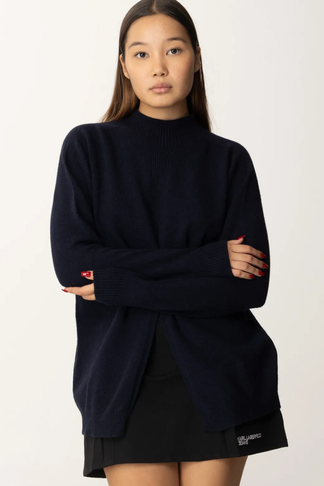 Donna Twin-set Maglia Lunga con Spacco Centrale