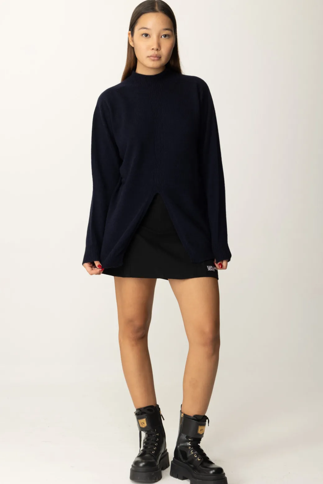 Donna Twin-set Maglia Lunga con Spacco Centrale