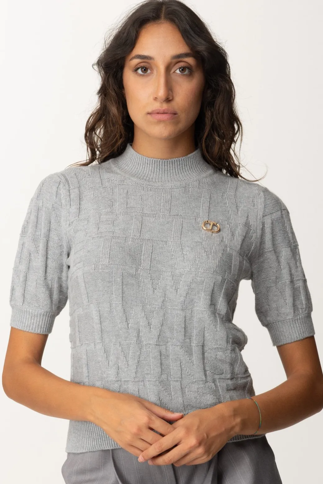 Donna Twin-set Maglia Lupetto con Logo Lettering