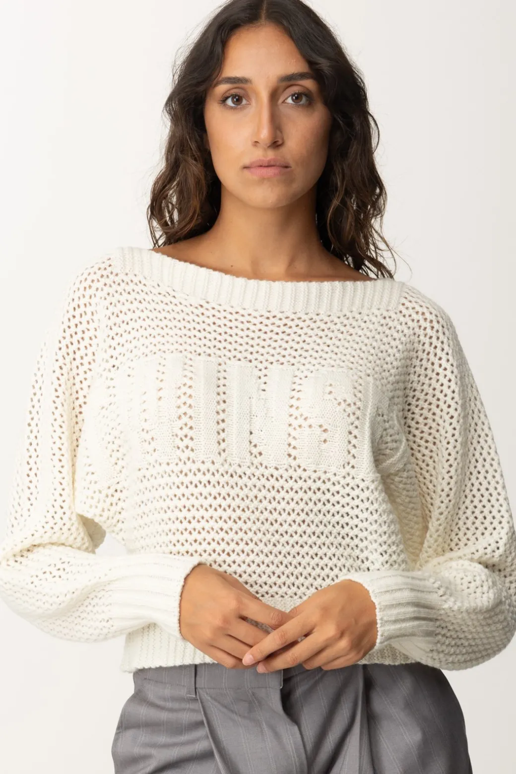 Donna Twin-set Maglia Traforata In Misto Lana