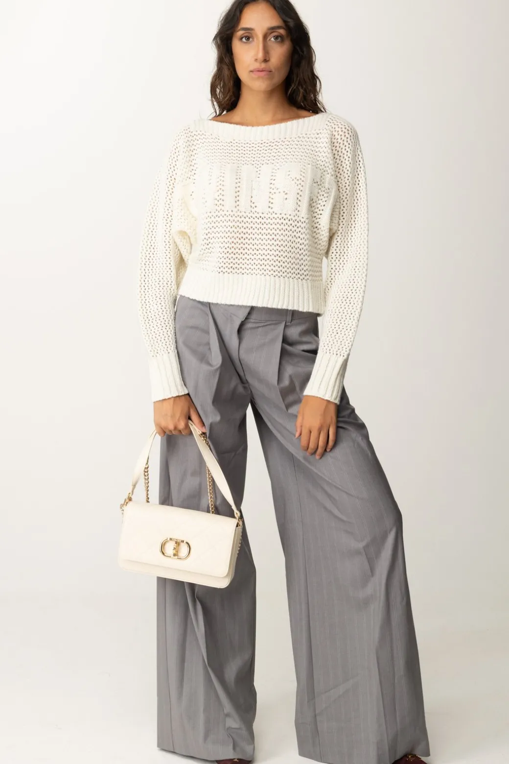 Donna Twin-set Maglia Traforata In Misto Lana