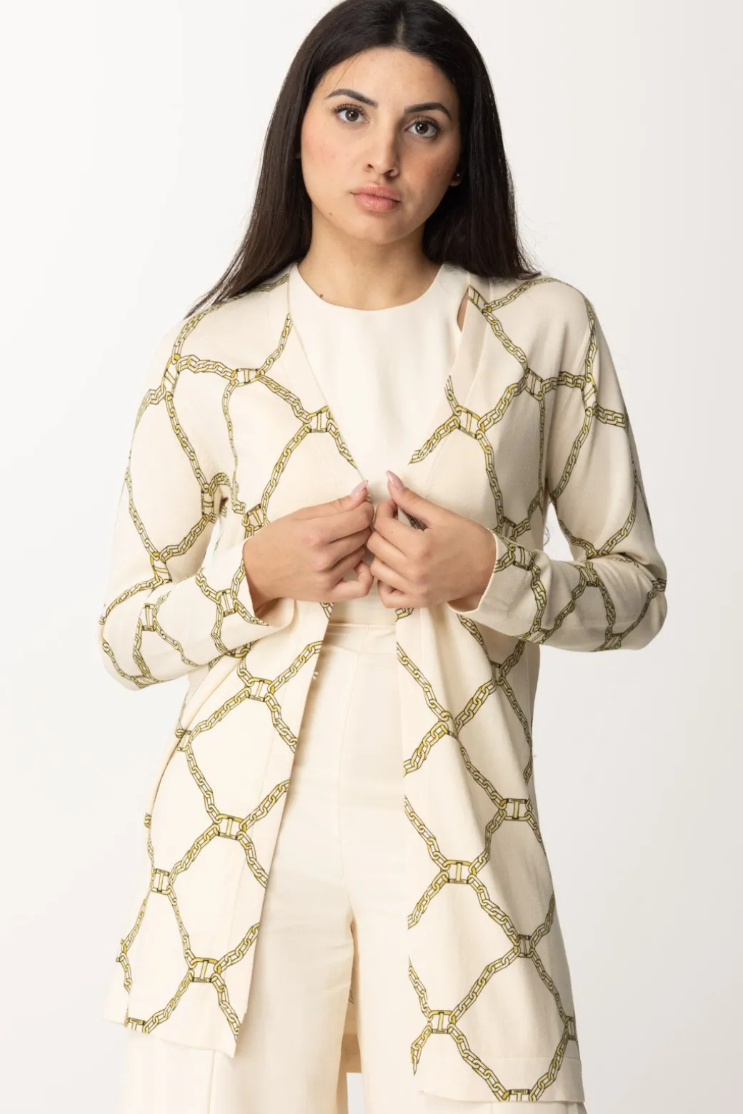 Donna Twin-set Maxi Cardigan con Stampa