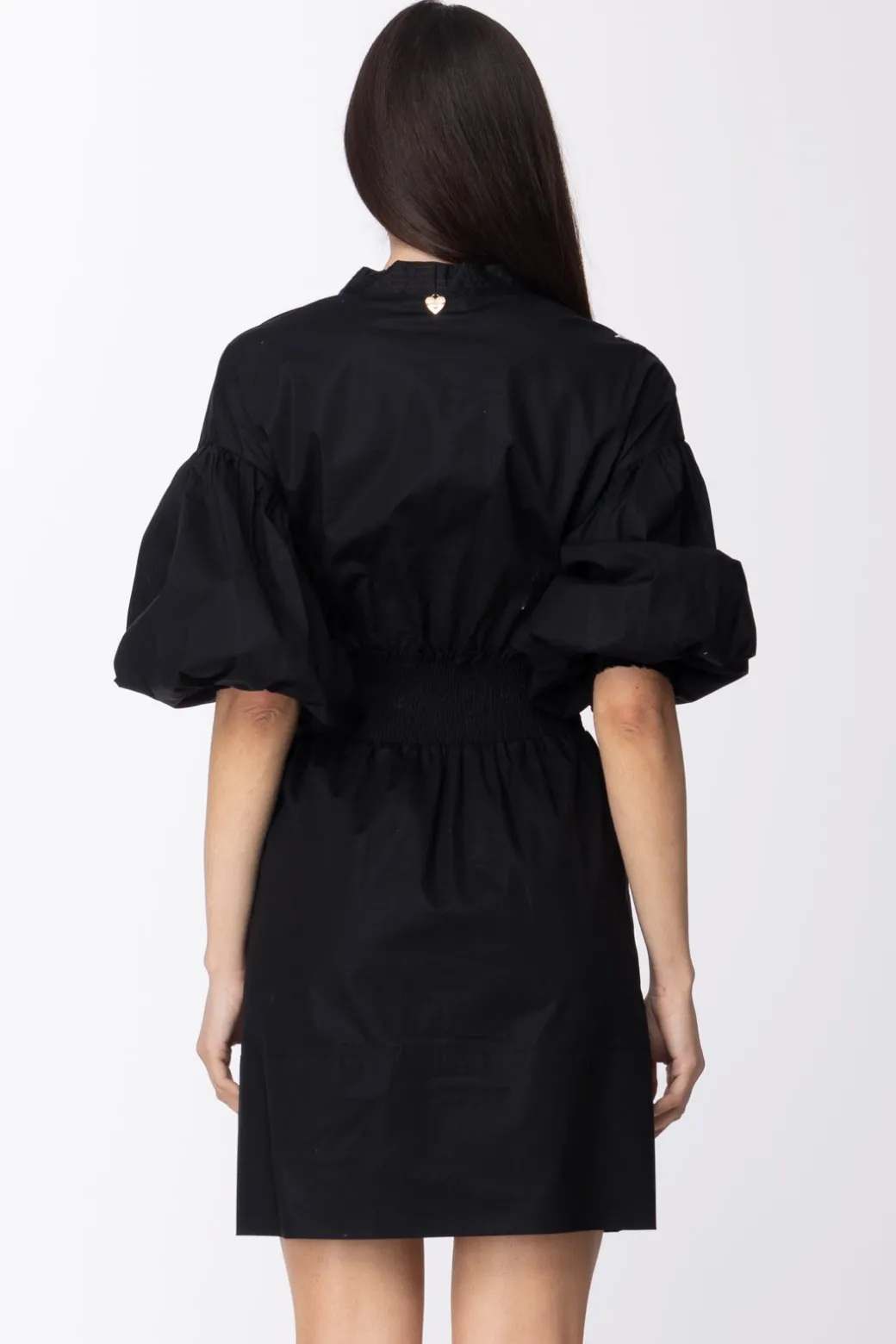 Donna Twin-set Mini Abito Ricamo Fiore e Maniche a Sbuffo