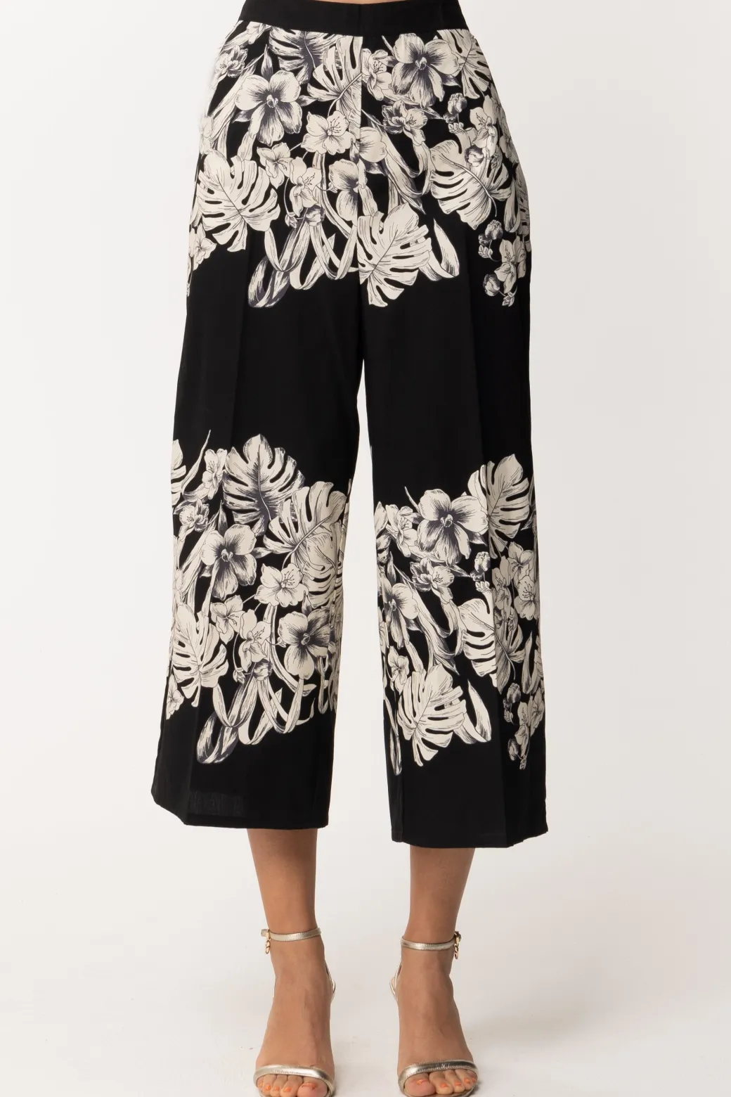 Donna Twin-set Pantalone Ampio con Stampa Floreale
