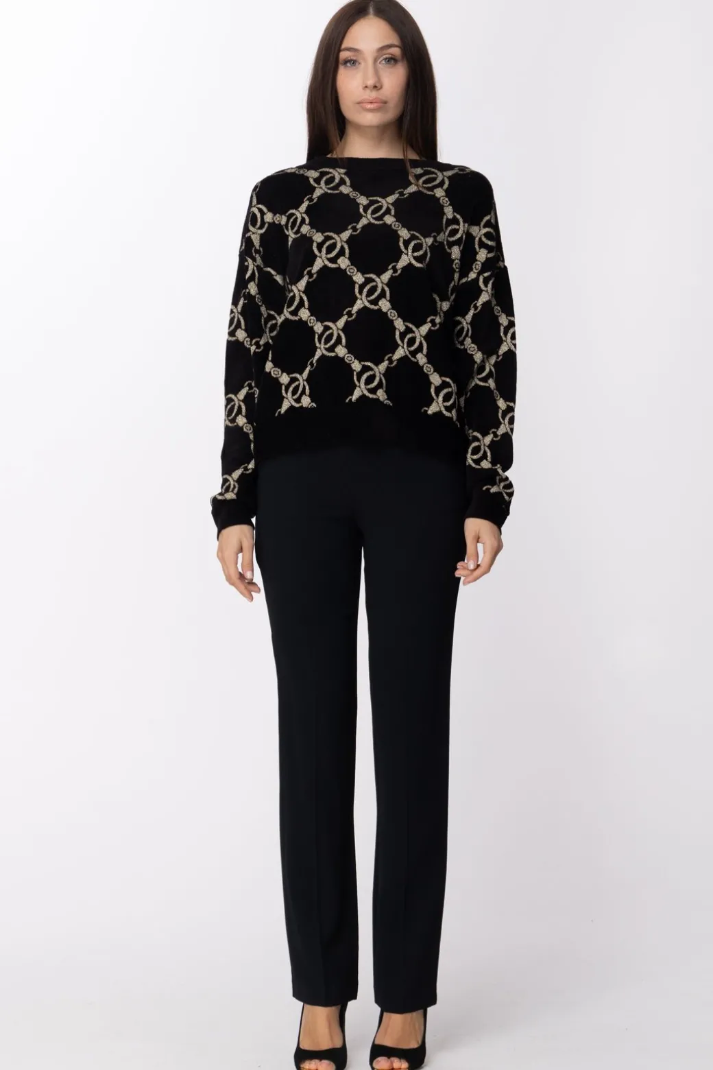 Donna Twin-set Pantaloni a Vita Alta Aderenti