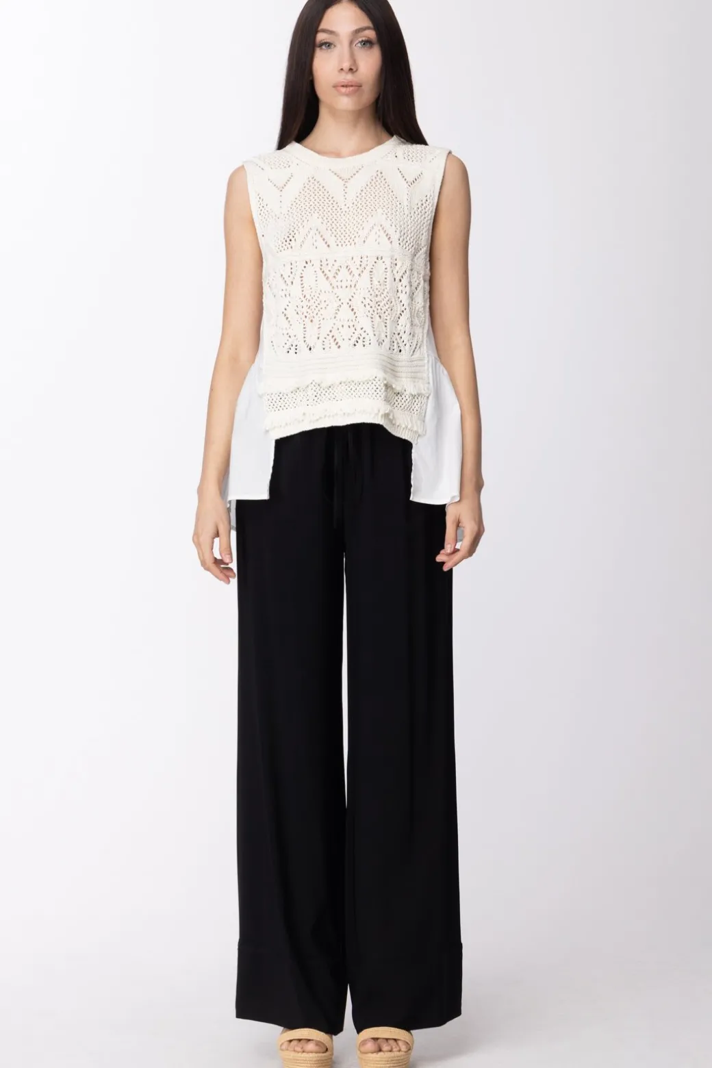 Donna Twin-set Pantaloni Ampi con Coulisse In Vita