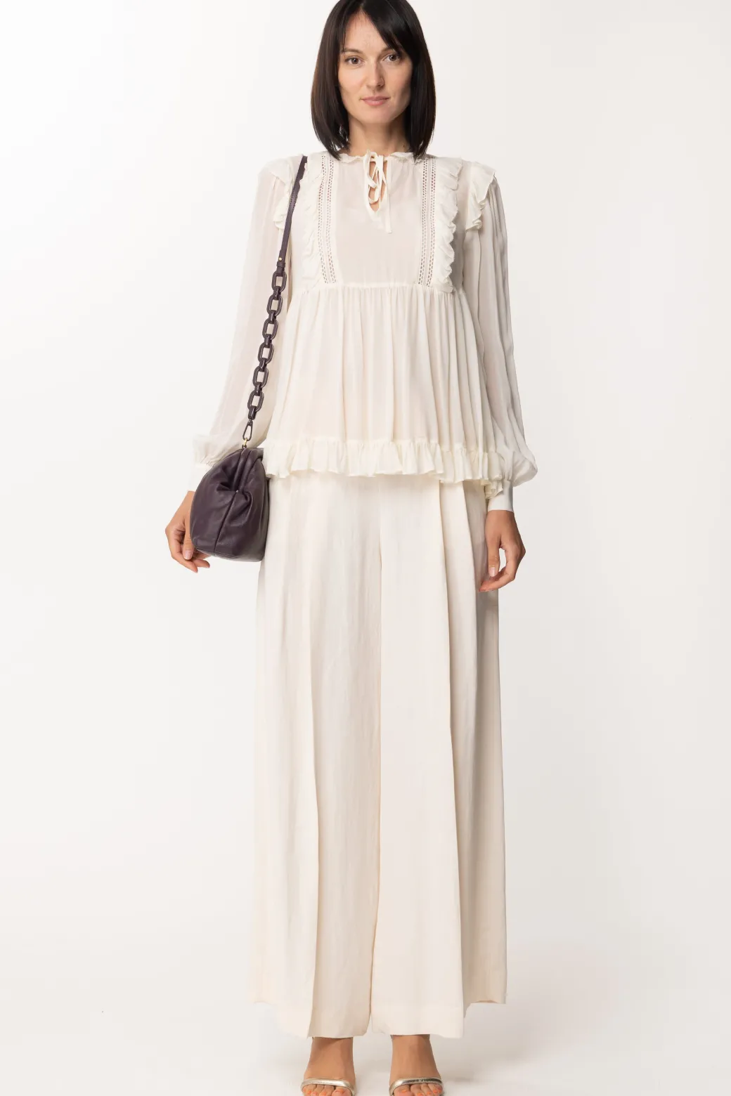 Donna Twin-set Pantaloni Ampi In Canvas
