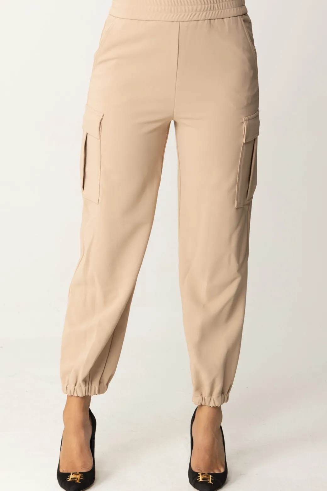 Donna Twin-set Pantaloni Cargo con Elastico