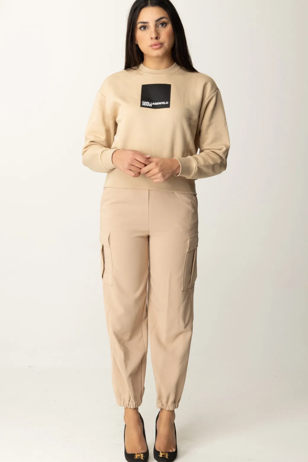Donna Twin-set Pantaloni Cargo con Elastico