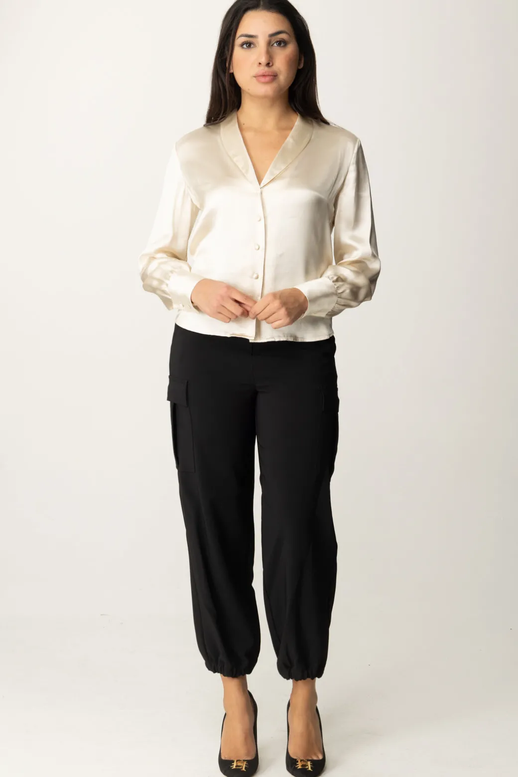 Donna Twin-set Pantaloni Cargo con Elastico