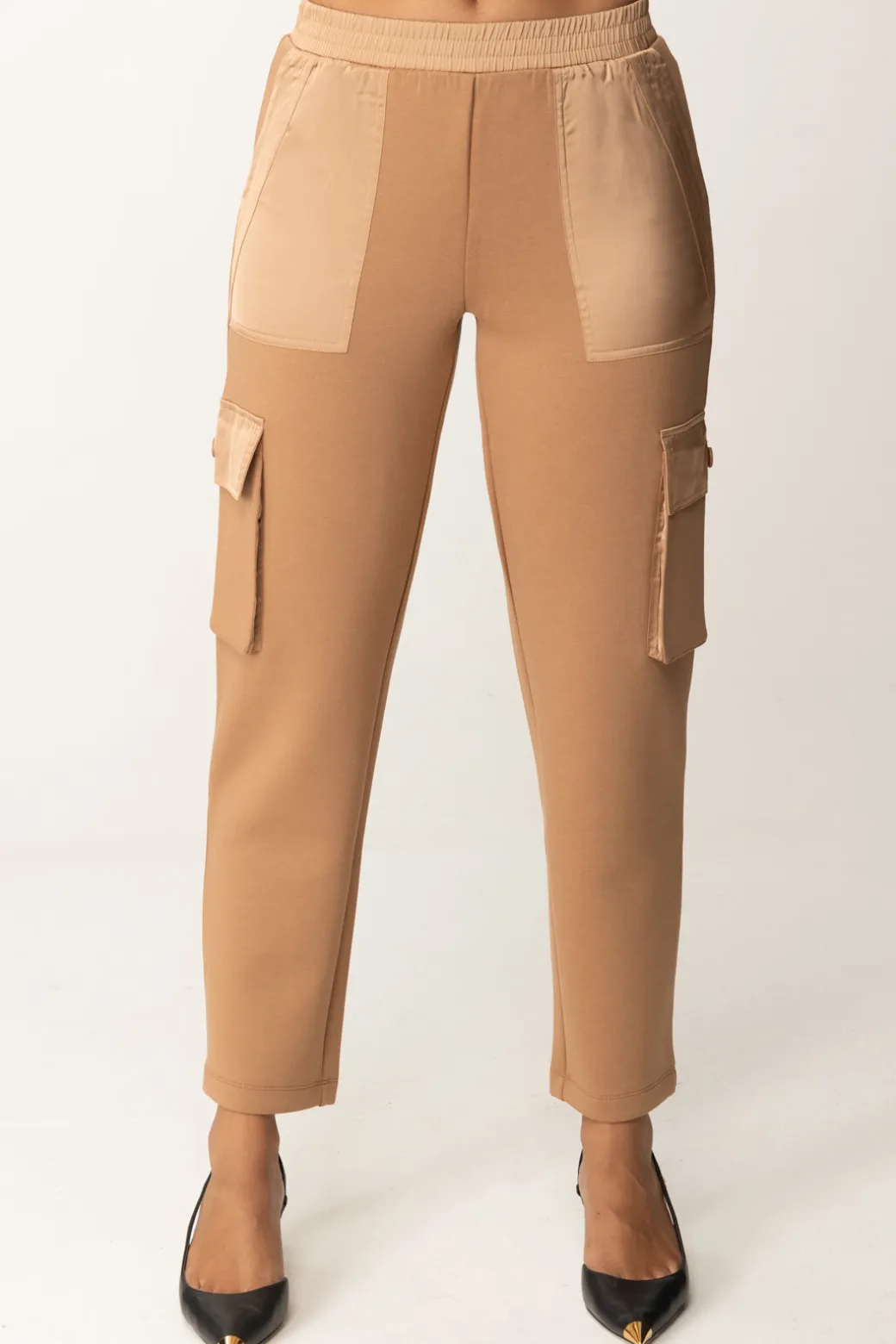 Donna Twin-set Pantaloni Cargo In Scuba e Raso