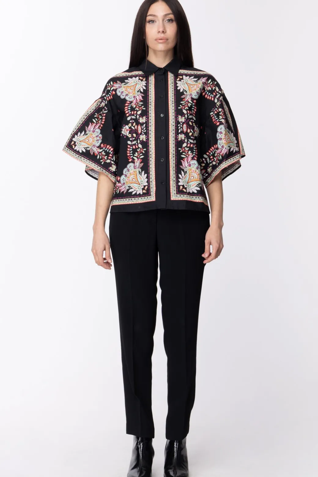 Donna Twin-set Pantaloni Classici con Tasche a Filetto