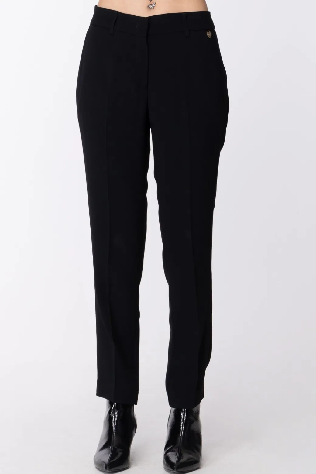 Donna Twin-set Pantaloni Classici con Tasche a Filetto