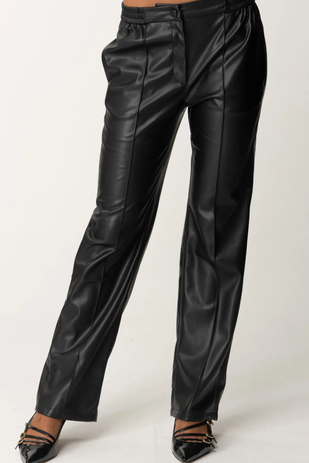 Donna Twin-set Pantaloni Dritti Effetto Pelle