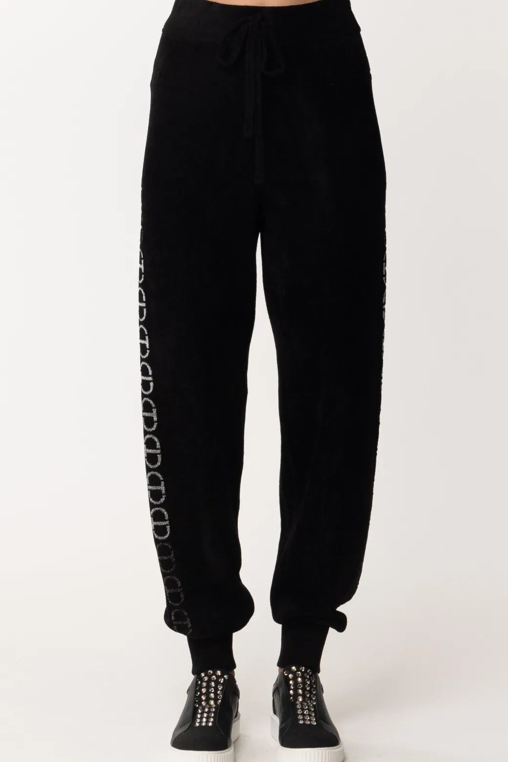 Donna Twin-set Pantaloni In Ciniglia con Logo