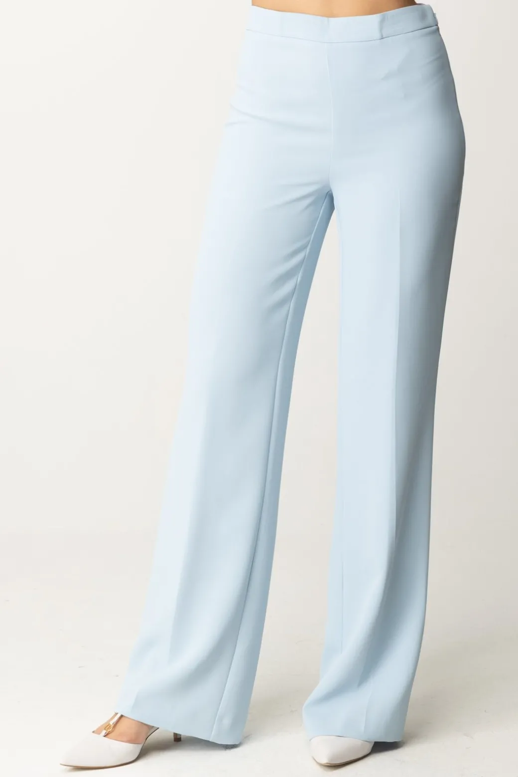 Donna Twin-set Pantaloni Palazzo con Piega