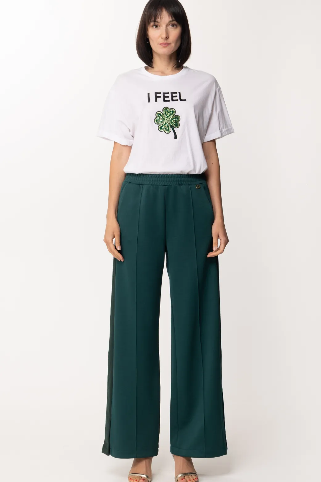 Donna Twin-set Pantaloni Palazzo In Maglia