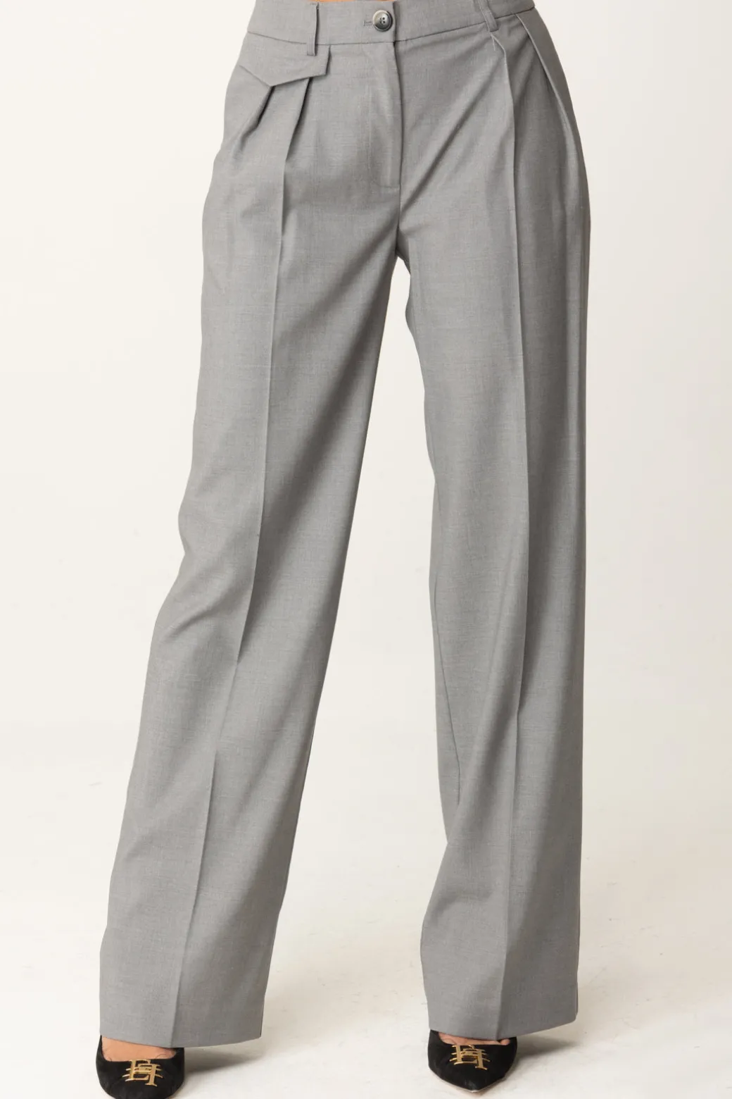 Donna Twin-set Pantaloni Wide Leg con Pinces