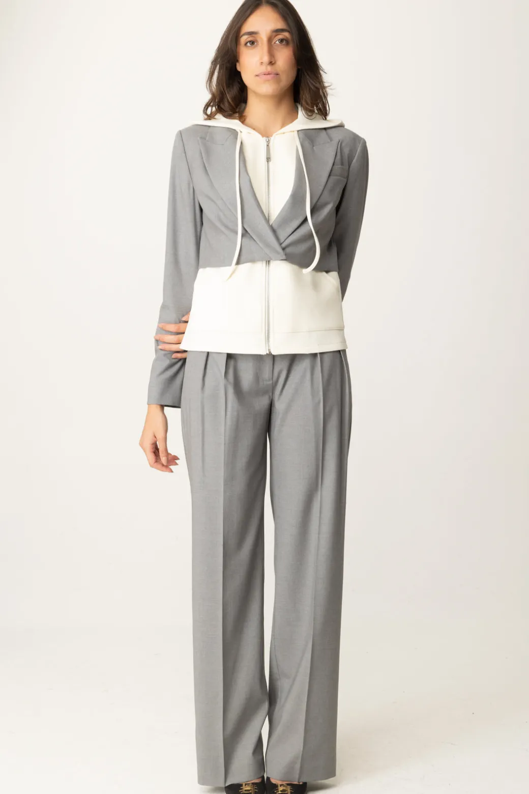 Donna Twin-set Pantaloni Wide Leg con Pinces